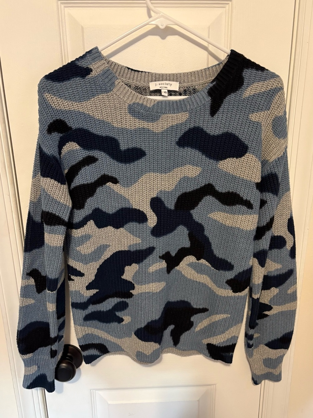 J. Society Blue Camo Crewneck Sweater